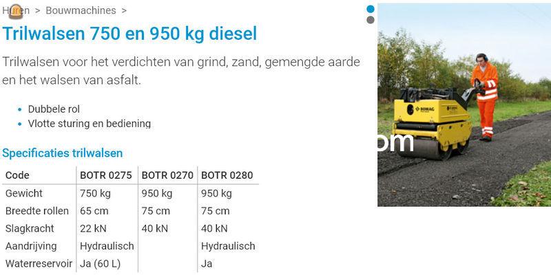 Bomag trilwals 750 kg diesel