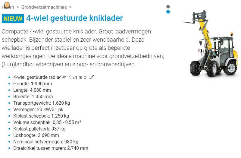 Kniklader Kramer 5035 - 4 wiel gestuurd